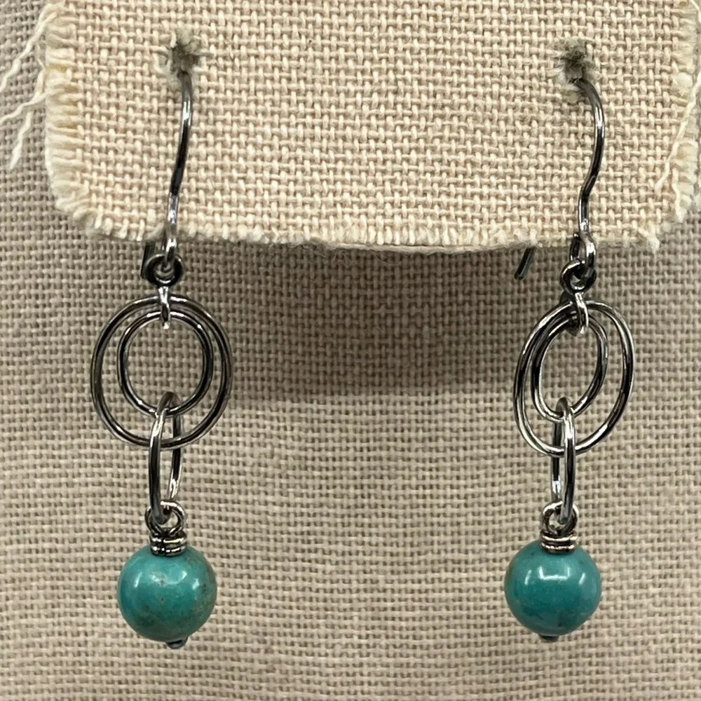 Vintage Whitney Kelly Sterling Silver Earrings with Turquoise Beads - Picture 8 of 16
